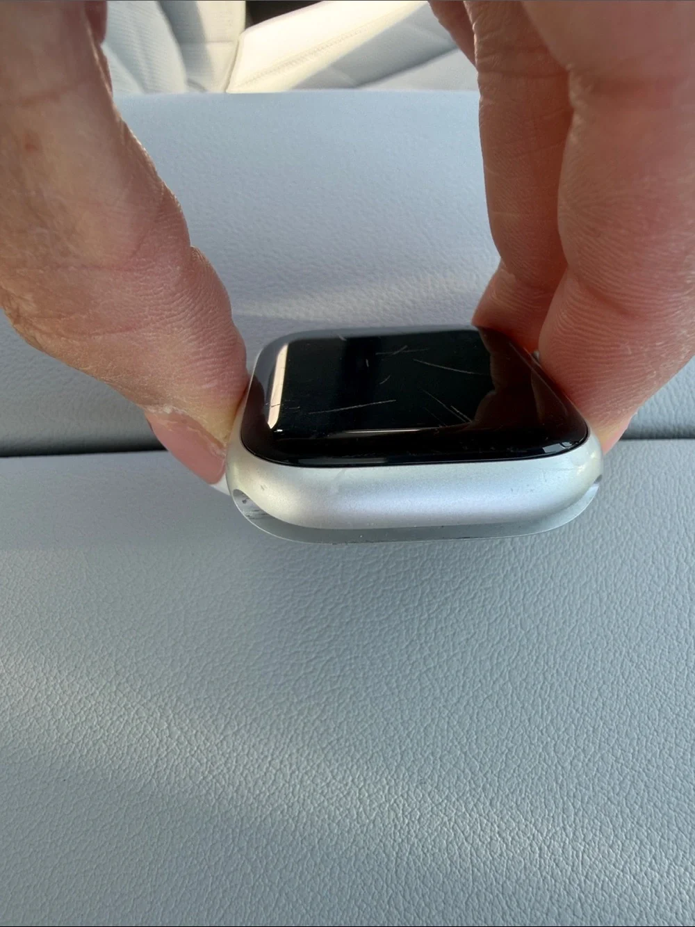 Apple Silver Smartwatch Case with Black Display